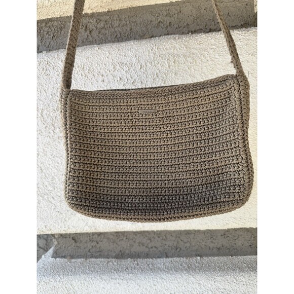 The Sak Handbags - The Sak Crochet Purse Shoulder Bag Beige Brown 9"x6" Boho Y2K Classic Preppy